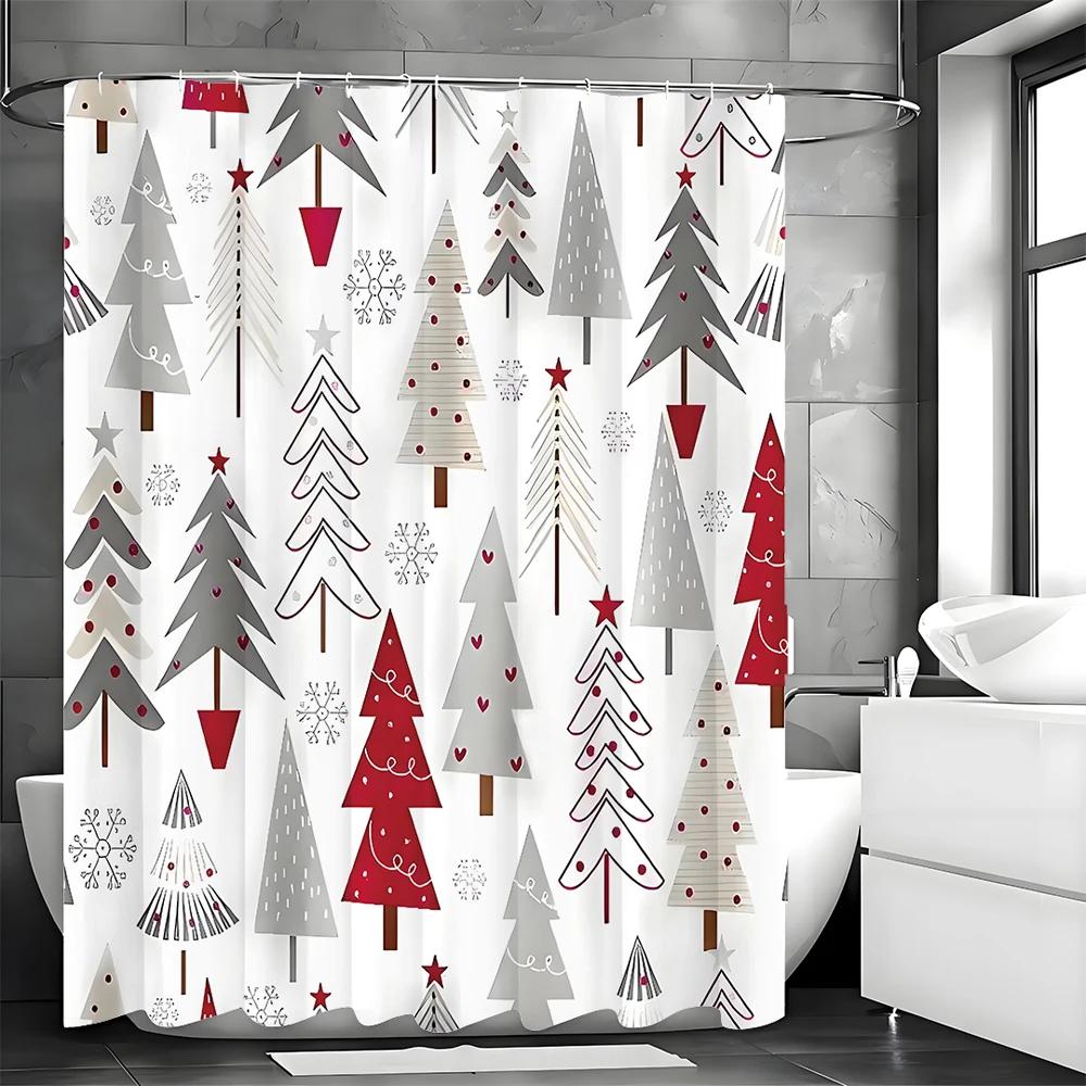 Cartoon Tree Shower Curtain, Bathroom Decorative Shower Curtain, Waterproof Shower Curtain with Hooks