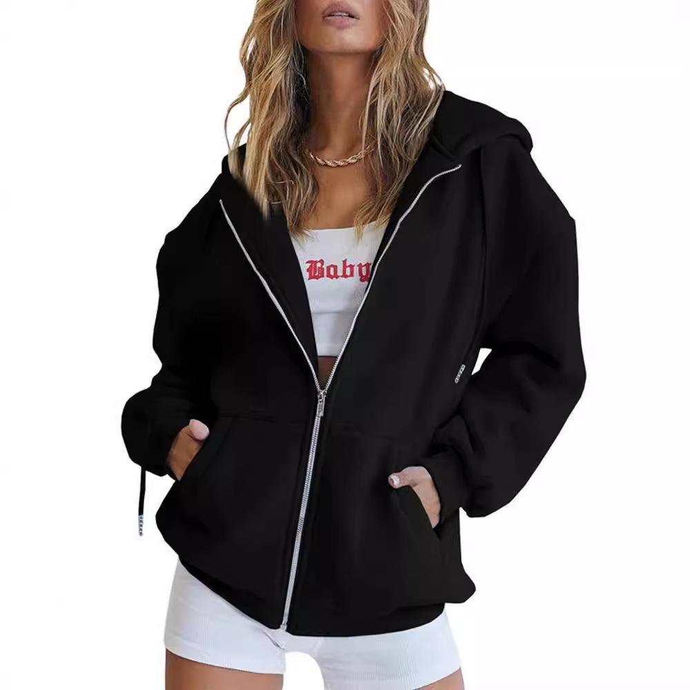 Women's Hoodies Teen Girls Autumn Oversized Sweatshirts Casual Drawstring Clothes Zipper Sweatshirts Spot