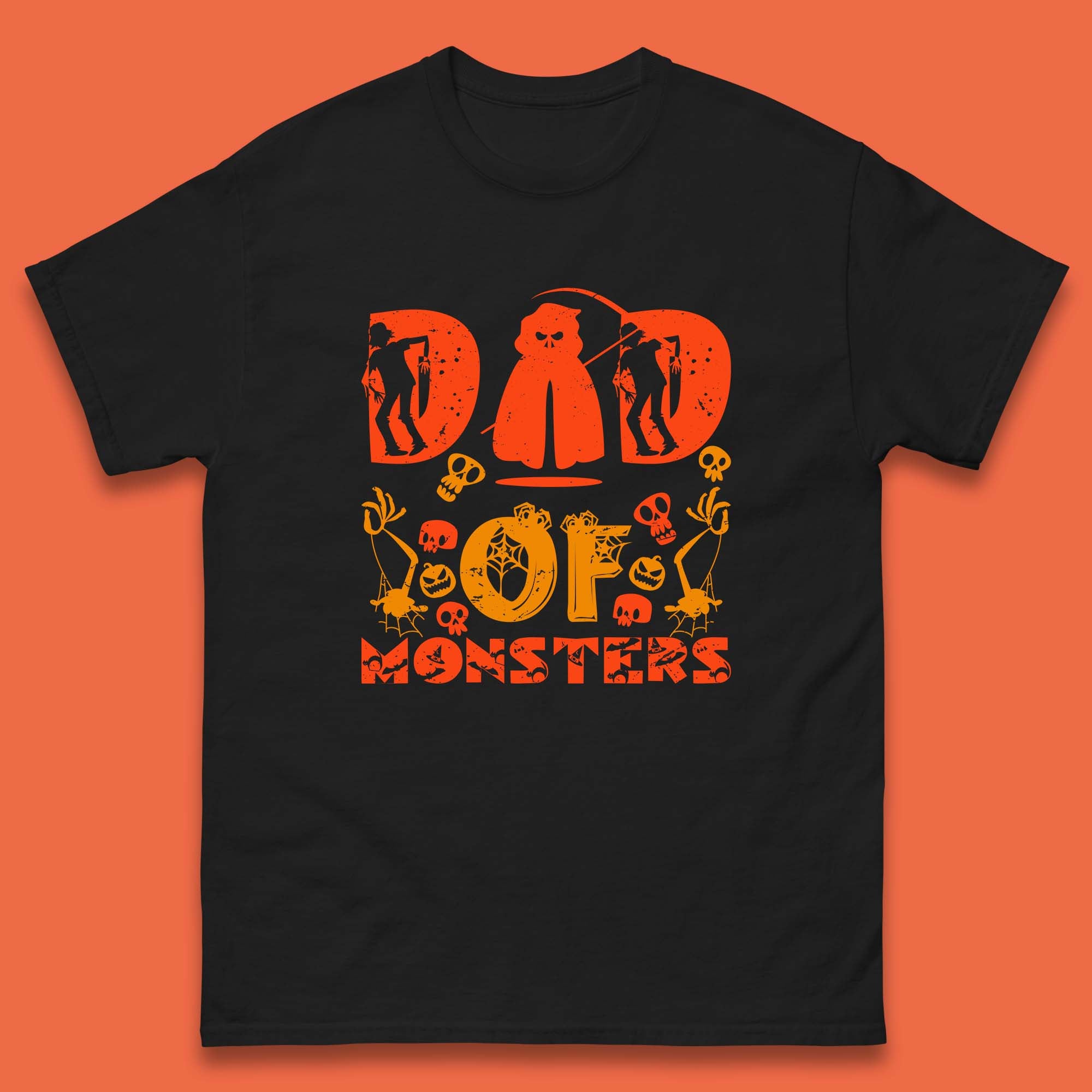 Dad Of Monsters Halloween Spooky Dad Dadster Halloween Costume Mens Tee Top XL