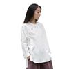 Chemise rétro pour femme printemps/été 2025 en coton lin avec col montant et design color block