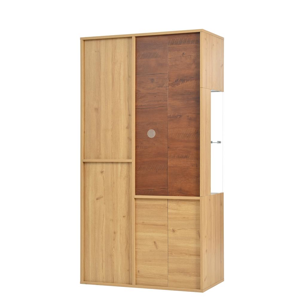 Vetrina Moderna con Illuminazione LED - 150H cm - Porta in Vetro, Ripiani Multiuso, 15 Opzioni di Colore, Ampio Spazio di Archiviazione, Ripiano in Vetro