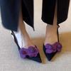 Baotou sandals Korean version pointed head shallow mouth thin heel empty sandals women's spring and summer new flower high heel Baotou women's sandals