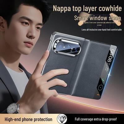 TWICEVERSE Genuine Leather Flip Case for Huawei Pura X Max