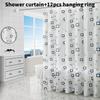 Leaf Geometric Pattern Peva Shower Curtain Waterproof Moldproof Divider Bathroom