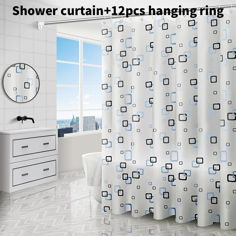 Leaf Geometric Pattern Peva Shower Curtain Waterproof Moldproof Divider Bathroom
