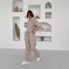 Womens Hooded Zip-Up Sporty Two-Piece Set With Drawstring Pants Casual Streetwear Outfit