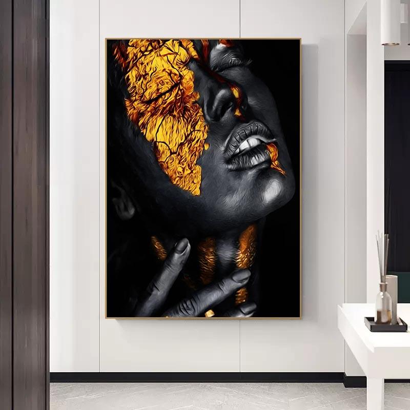 Abstract African Black And Gold Woman Oil Painting On Canvas Cuadros ...