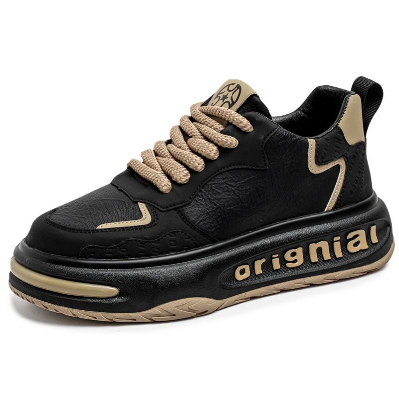 

Casual shoes new thick-soled heightening shoes fashion contrasting sports shoes leather lace-up men s trendy dad shoes men s 44