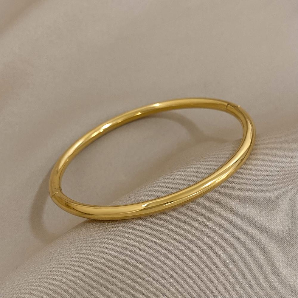 Greatera Trendy Gold Plated 316L Stainless Steel Bangles Bracelets for Women Delicate Cubic Zirconia Bracelet Party Jewelry