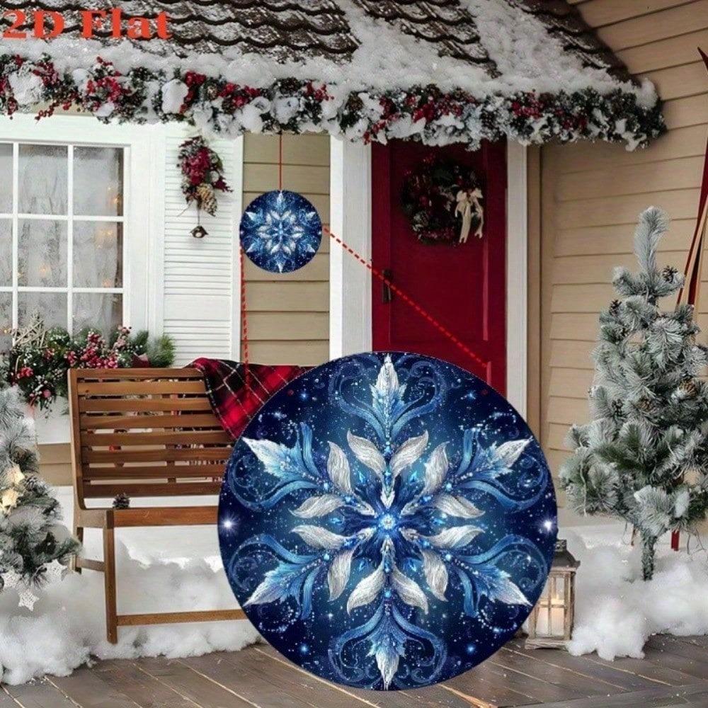 Vintage Blue Snowflake Metal Wall Sign 8x10 Inch Retro Winter Home Decor Indoor Outdoor
