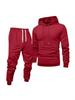 Men's Autumn Casual Hooded Sweatshirt & Solid Color Sweatpants Set