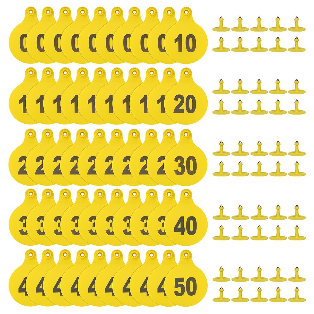 50Pcs Livestock Cow Cattle TPU Ear Tag Signs With Word Ear Tags 01-50 TPU Precision Ear Tags Farm Animal Identification Card