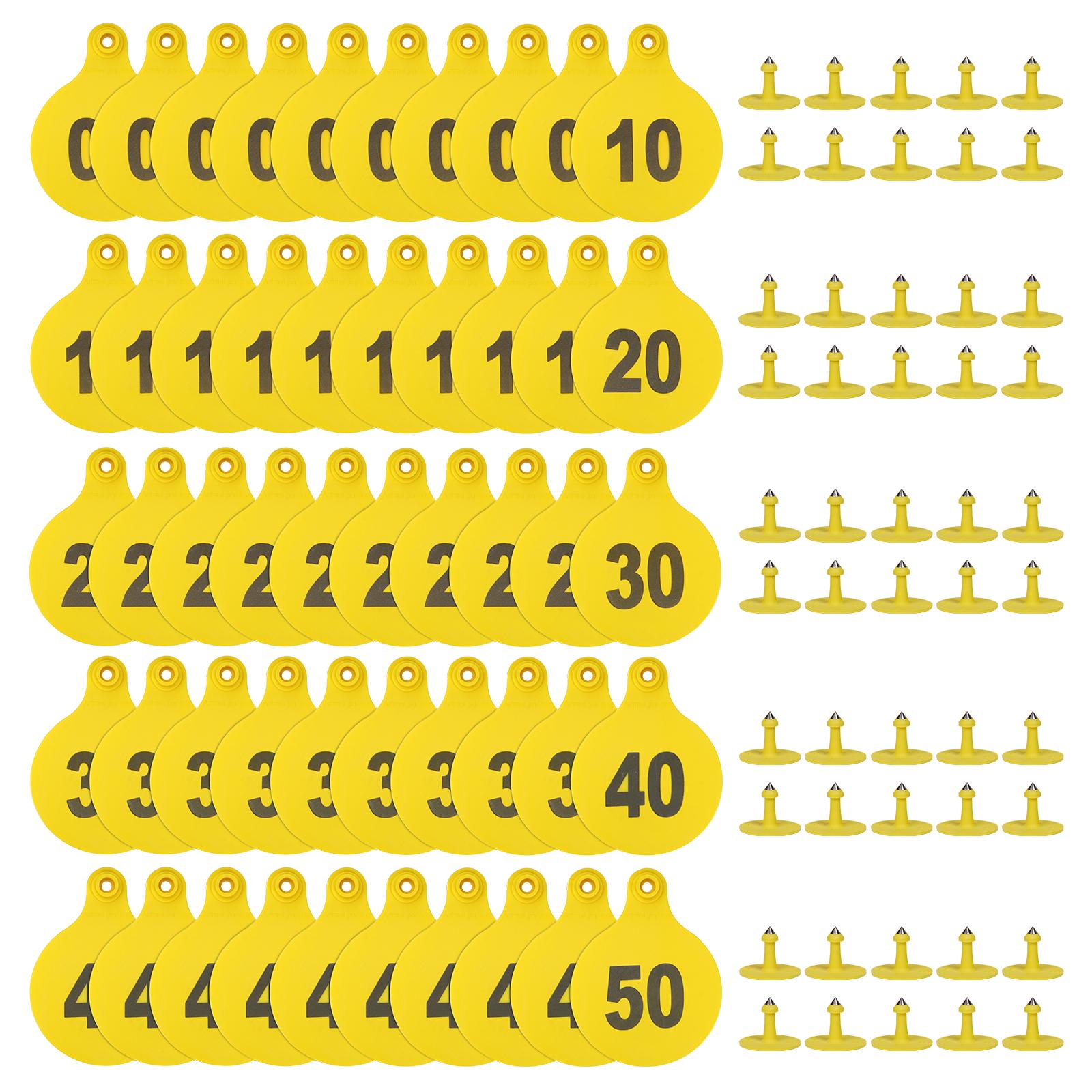 

50 шт. Бирки для ушей из ТПУ для скота, коров, с цифрами 01-50, бирки для ушей из ТПУ, бирки для ушей высокой точности, идентификационная карта для сельскохозяйственных животных 01-50 жёлтый