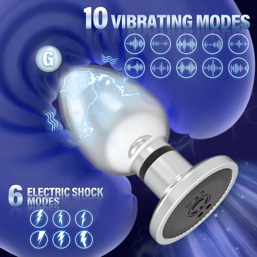 Vibrating Butt Plug Prostate Massager Estim Anal Plug Metal Extreme Sex Toys Electric Shock Anal Dildo Vibrator for Men & Women
