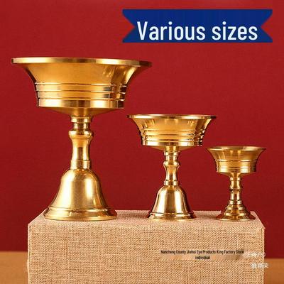 Pure Copper Ghee Lamp Base for Offering To Buddha - Oil Lamp Cup Candlestick for Home.