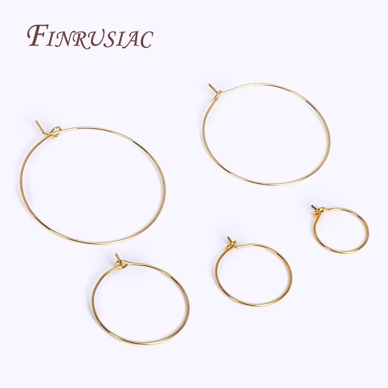 18K Gold Plated Round Earring Hoops Ear wire, Circle Earrings Blanks Findings, Thin Earring Hoop For DIY Earring Making Supplies