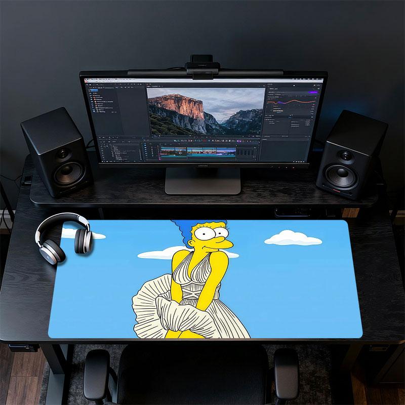 Marge Simpson Mouse Pad, Large Gaming Desk Mat, Non-slip XXL Mousepad for Laptop & Tablet, Mini PC Playmat with Stitched Edges