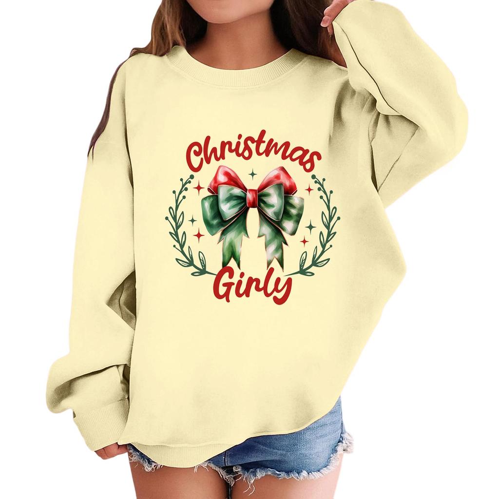 Children's Fashionable Casual Long-sleeved Loose Christmas Print Pullover Sweatshirt