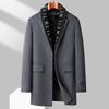 Men's Double-Sided Wool Coat with Rabbit Fur, Down Lining, for Autumn/Winter