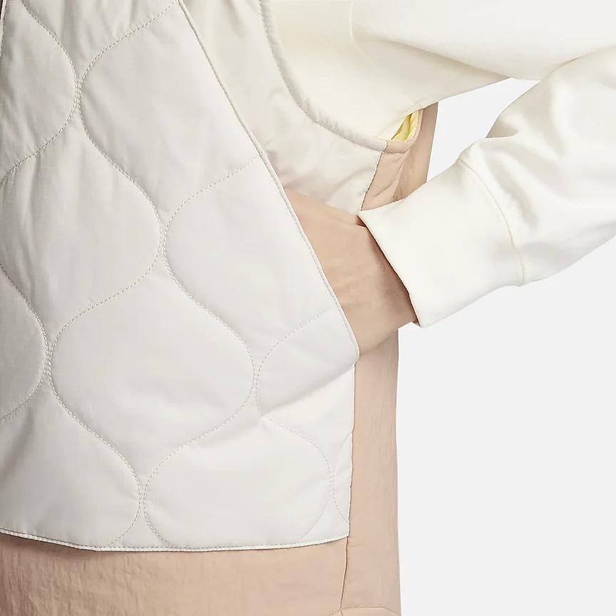 Nike Odzież sportowa Użytkowa Kolorowy Blok Wodoodporna Zapinana na zamek kamizelka Damskie kamizelki Khaki FZ6564-200