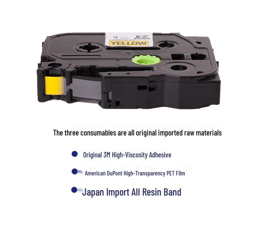 Brother Label Maker Ribbon: TZe Premium Strong Adhesive Sticker, White Background, Black Text, 12mm 