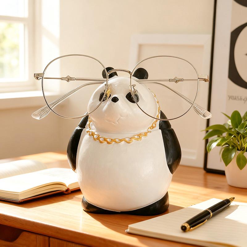 Suporte de Óculos Panda Invertido Fofo Suporte de Óculos de Mesa de Escritório Rack de Armazenamento de Óculos de Sol Ornamento de Decoração de Quarto Doméstico