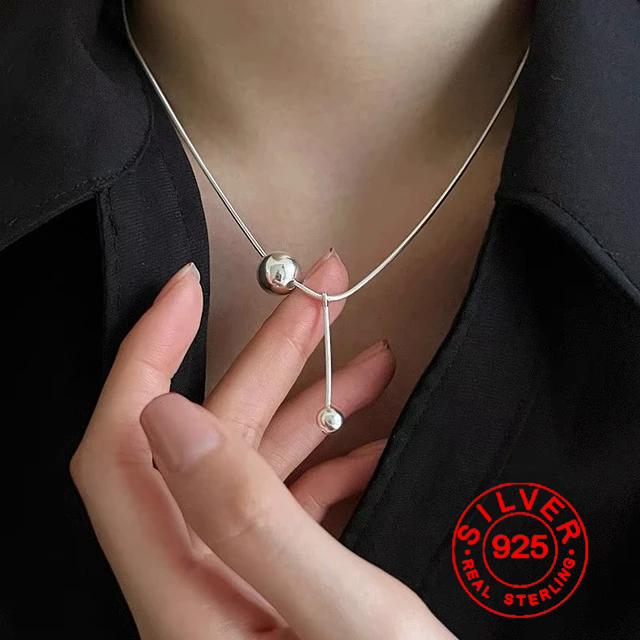 

Silver color Sparkling Clavicle Chain Ball Choker Necklace For Women Rond Tassel Fine Jewelry Wedding Party Birthday Gift 40cm