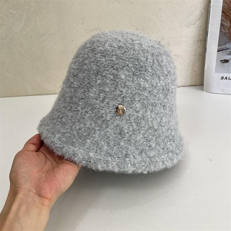 Thickened Plush Warm Bucket Hat Women's Autumn and Winter Big Head Circumference Shows Small Face Bucket Hat Fashionable Versatile Basin Hat