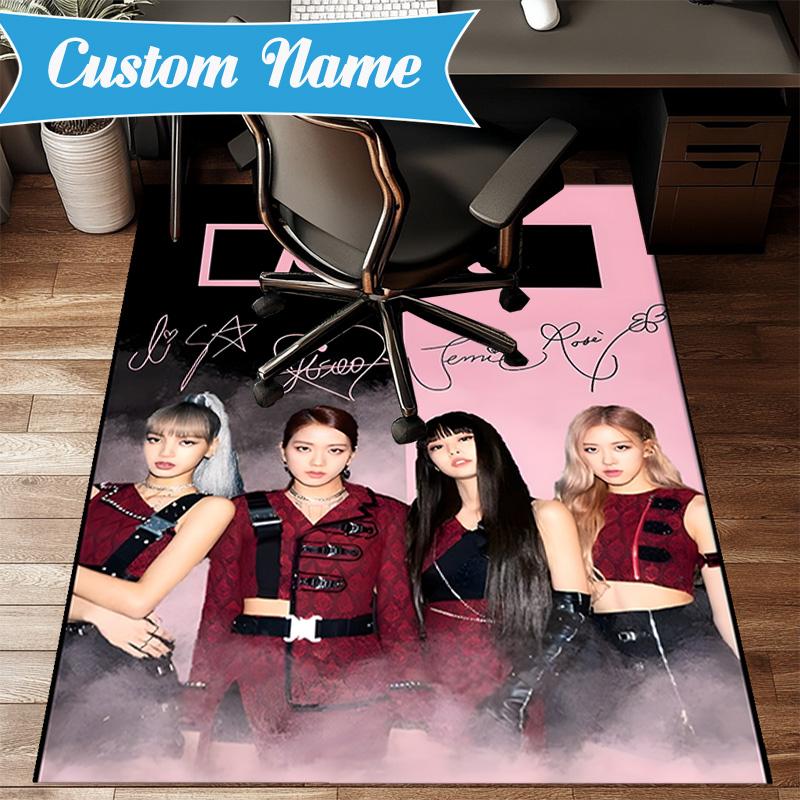 Custom Name Kpop Group Fashion Rug for Living Room, Game Rooms, Office, Bedroom, Floor Mat Playful Design, fan gifts Christmas decor