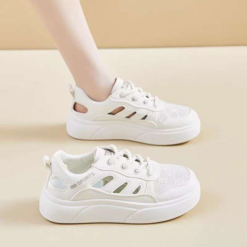 

Breathable bag head sports sandals little white women s shoes women s 2025 summer new versatile flat-bottomed casual hollow board shoes 35 бежевый
