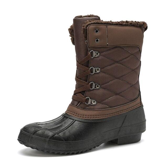 

Женские сапоги на утке, непромокаемая резиновая подошва, женские резиновые сапоги, ботильоны на шнуровке, зимняя модная кожаная обувь на меху, большие размеры 6–11 38 коричневый