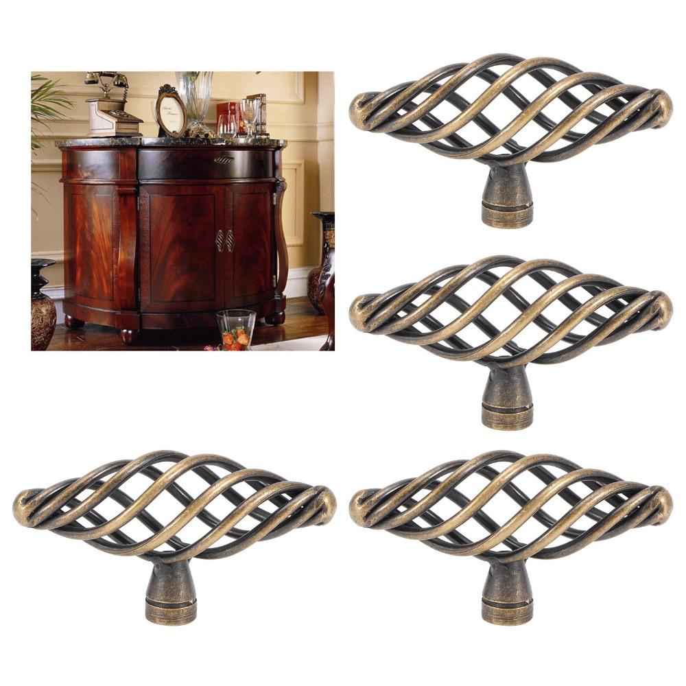4pcs Iron Drawer Pulls Oval Shape Door Handles Vintage Cabinet Knobs  Kitchen