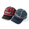 Vintage Plaid Stripe Embroidery Puppy Baseball Cap Female Soft Top Deepens Big Head Circumference Hip Hop Cap Male Tide