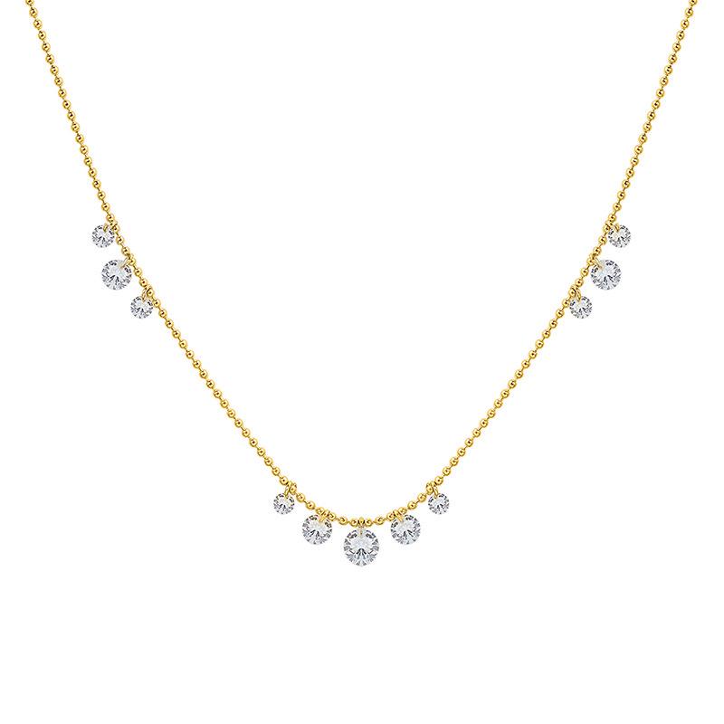 Women's Zircon Pendant Necklace: Chic 18K Gold Titanium Steel Clavicle Chain