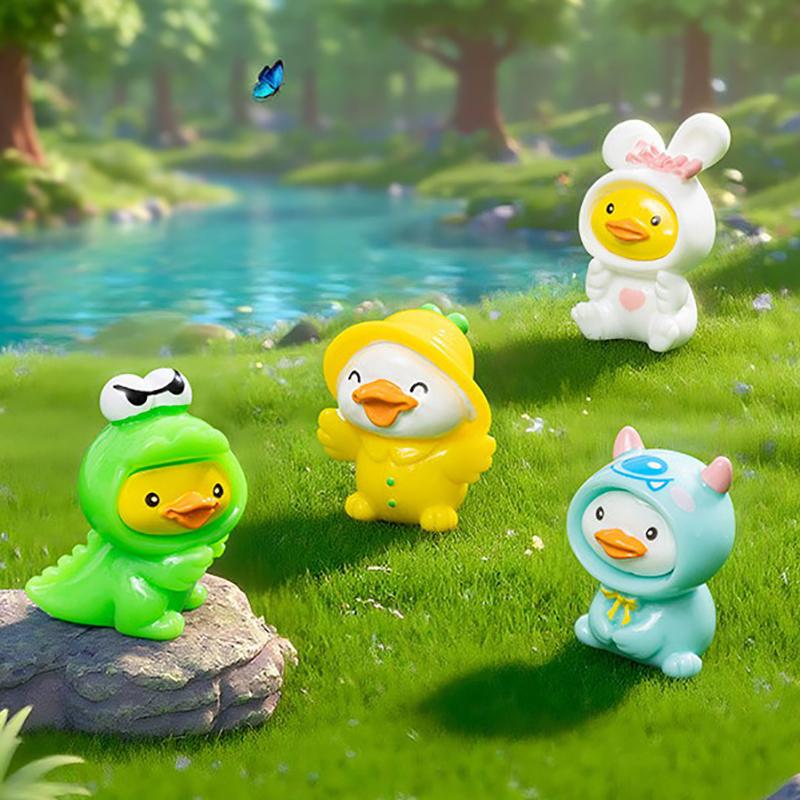 5-Piece Mixed Cute Duck Resin Miniatures Figurines, Adorable Mini Duck Statues, Diy Craft Accessory, Car Dashboard Ornament