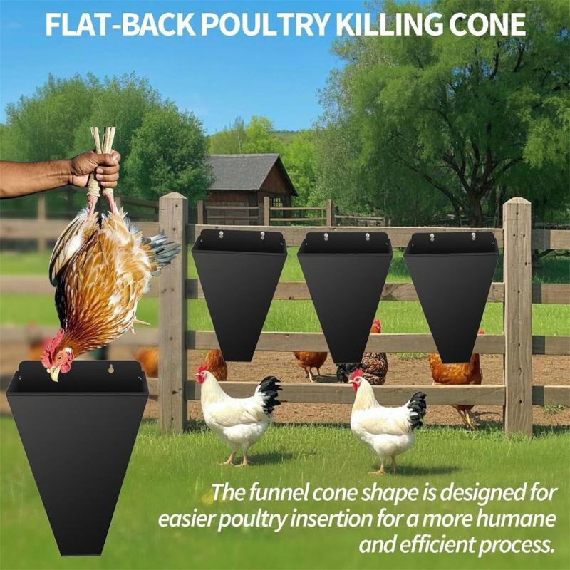 Ergonomic Chicken Cone Iron Poultry Restraint Funnel For Home Slaughter Humane Animal Handling Tool Farm Use