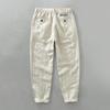 Men's Linen Drawstring Elastic Waist Long Pants - Casual, Loose, Breathable Beachwear