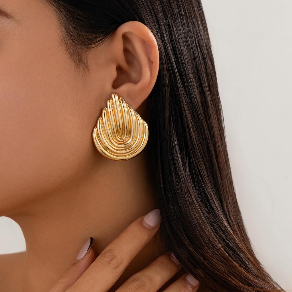 Fashionable Hollow Double Circle Alloy Earrings Simple Irregular Earring Set