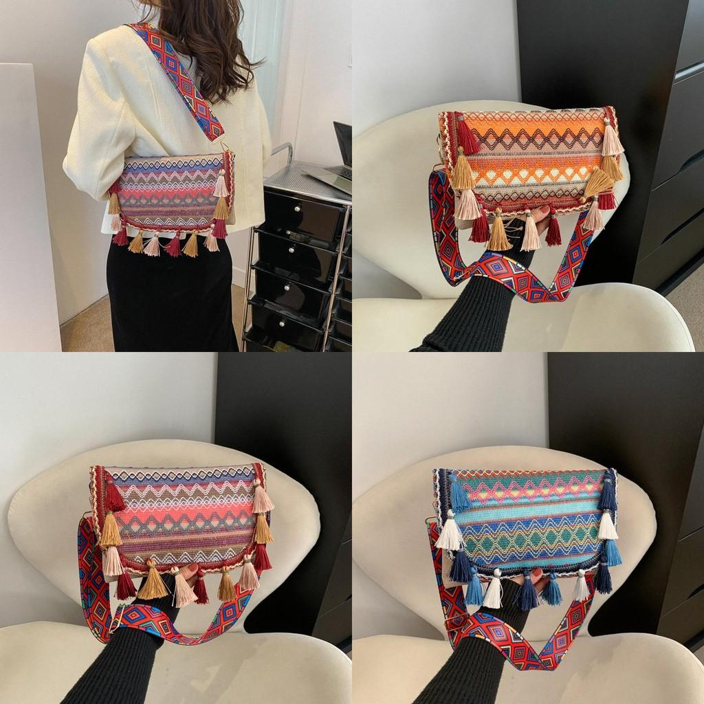 Wavy Pattern Tassel Single Shoulder Underarm Bag Ethnic Style Women Gift Fashion