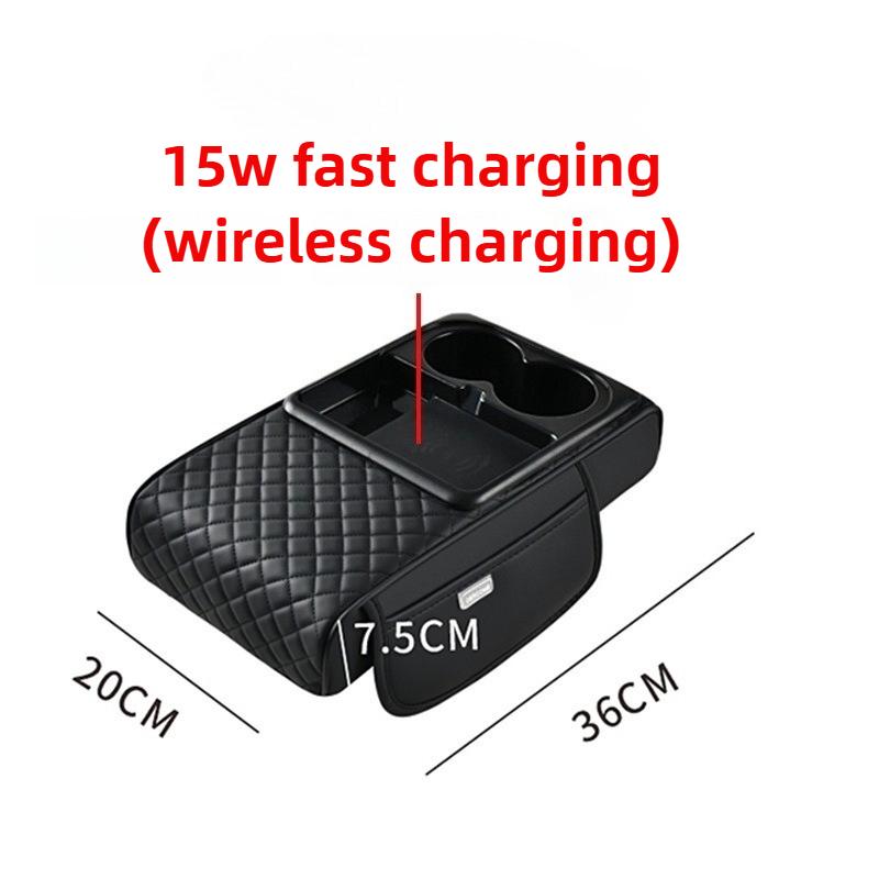 Auto Elbow Support Wireless Charging Car Arm Rest Cushion Thicken High-Density Sponge Center Console Armrest Box Cover