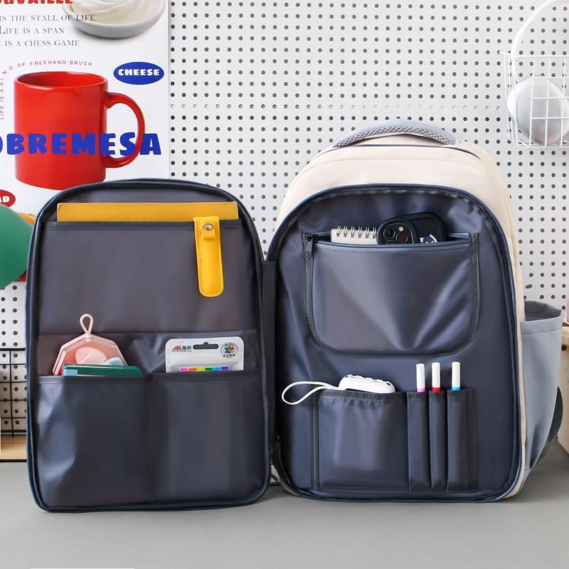 Large Capacity Backpack Student Lightweight Schoolbag Color Contrast Backpack
