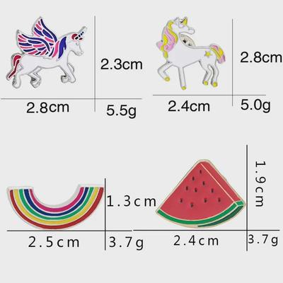 Creative Cartoon Unicorn Pegasus Enamel Brooch - Rainbow & Watermelon Collar Pin