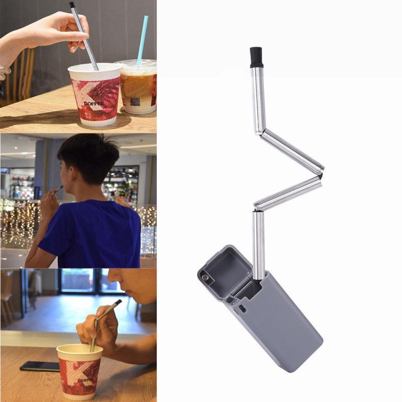 Outdoor Portable Creative Stainless Steel Travel Collapsible Straw Reusable