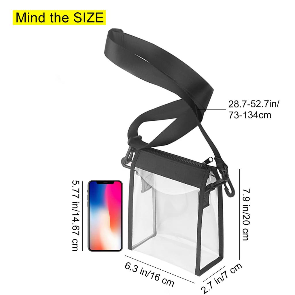 Enkrio Clear Transparent Crossbody Shoulder Clear Waterproof for Travel and Size Small Bag, Bag, Bag, Pouch, Pouch, Commuting,