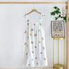 Ladies Summertime Cotton Yarn Pure Cotton Thin Suspender Nightdress Loose Mid-length Sweet and Lovely Long-cut Home Dress Camisola Sexy
