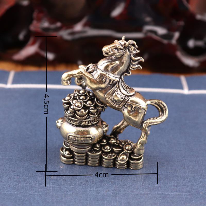 Pure Brass Horse on Treasure Basin - Retro Home and Office Desk Ornament