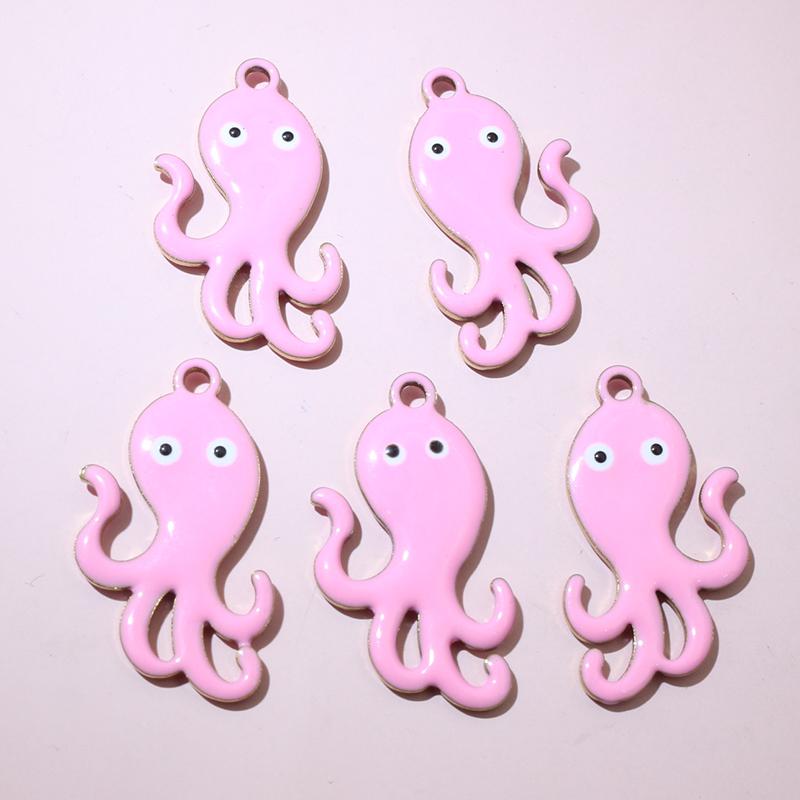 10pcs 28x15mm Enamel Octopus Charms Pendant Stainless Steel DIY Jewelry Making Accessories Findings for Necklace Earrings