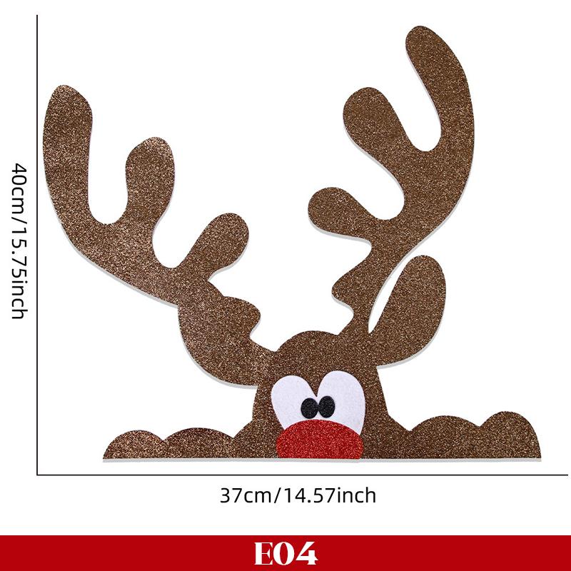 Christmas Door Window Stickers Felt Cloth Cartoon Snowman Santa Claus Elk Wall Sticker for Winter Xmas Noel Happy New Year Decor