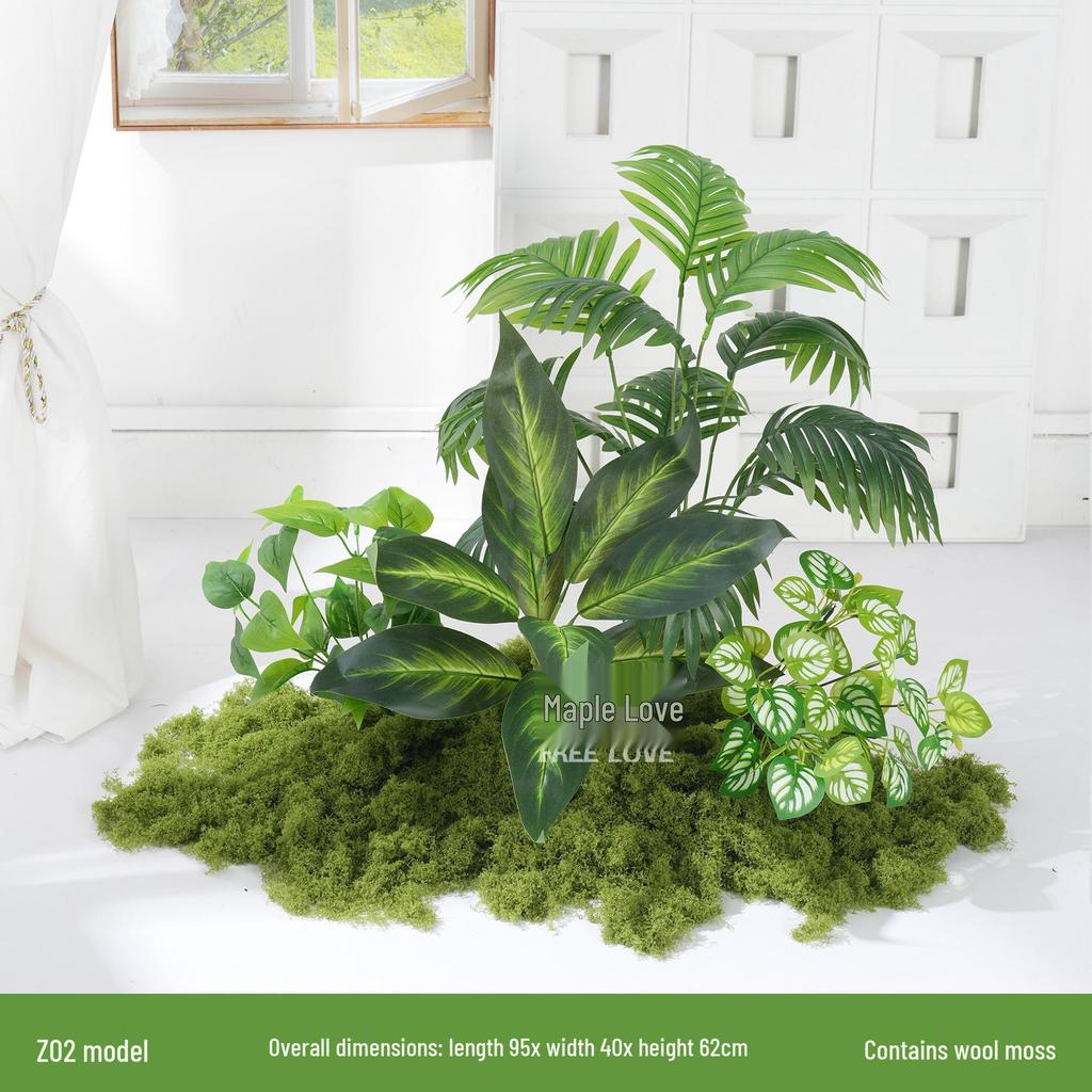 Luxury Faux Green Plant and Flower Decor - Indoor Moss and Grass Clusters for Elegant Landscaping.