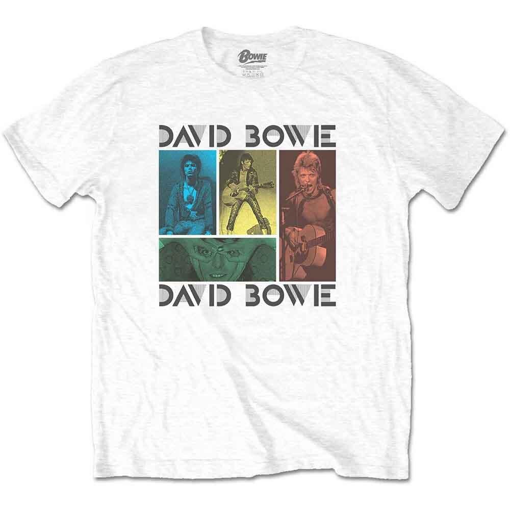 David Bowie T Shirt Mick Rock Photo Collage Logo Official Mens White XL XL